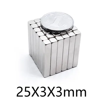 10vnt 25x3x3mm stiprus aikštėje Šaldytuvas Magnetai N35 Neodimio magnetinė 25*3*3mm blokuoti retųjų žemių Magnetas NdFeB Galingas 25*3*3mm
