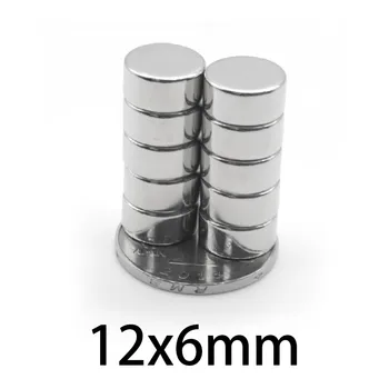 10vnt Skersmens Magnetiniai magnetas 12mm x 6mm Maži, Apvalūs NdFeB Magnetai 12x6mm Neodymi um retųjų žemių Disko 12*6 mm diskiniai