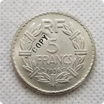 1936,1937,1939 Prancūzija 5 Frankai nikelio Monetos KOPIJA progines monetas-monetos replika medalis monetų kolekcionieriams