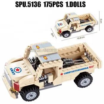 29003 175pcs Policijos, Karinių Swat Off-road Automobilių, Sunkvežimių Transporto priemonės 1 Lėlės Ginklas Armijos Berniukas Kūrimo Bloką Žaislas