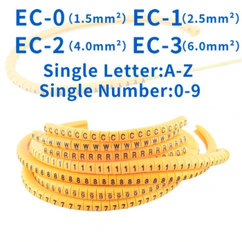 EB-EB 2-3 ( A-Z )Kabelio Žymeklis 100VNT geltonas Laidas Žymekliai Vieną Raidės A iki Z laido skersmuo EB-0 EB-1