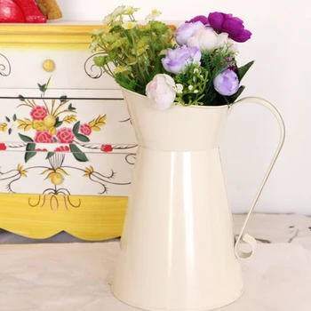 Kaimiškas Balta Laistymo Pieno Ąsotis, Vaza su Rankena kavinukas Formos Gėlių Vazonas Senovinių Namų Dekoro Sodo Reikmenys