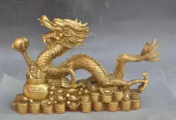 suyun00424623@+++Kinų fengshui Žalvario turto Lobis dubenį dragon žvėris žaisti granulių Pasisekė statula