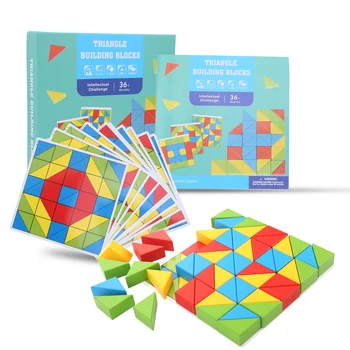 Trikampė Medinė Statyba Blokai Bamblys Vaikai Puzzle Blokuoti Žaislas Kūrybiškumą Švietimo Žaislas#1 K