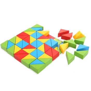 Trikampė Medinė Statyba Blokai Bamblys Vaikai Puzzle Blokuoti Žaislas Kūrybiškumą Švietimo Žaislas#1 K